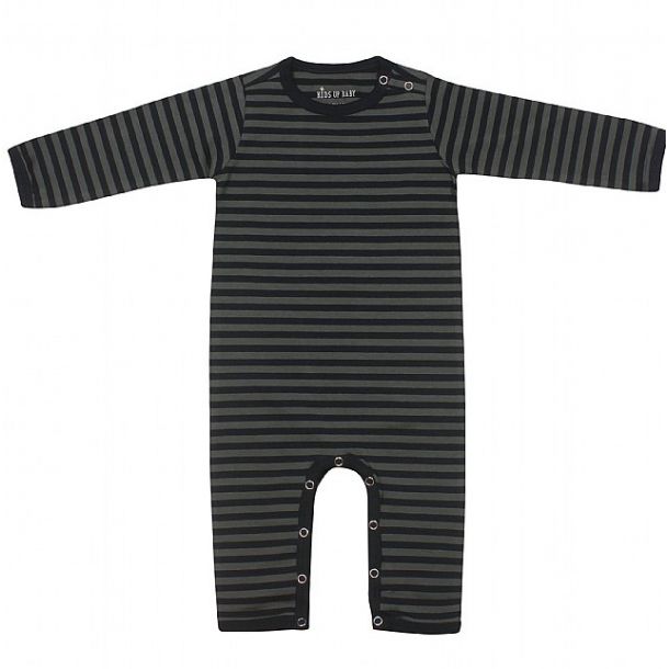 Kids Up Baby - Schöne gestreiften Strampler in Navy-Trekking Green, Bio