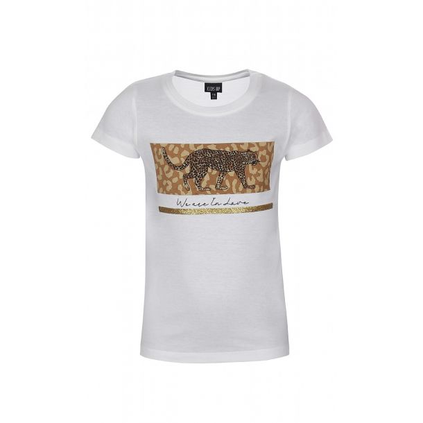 Kids Up - Schönes weißen T-Shirt mit Leopard und Glitter